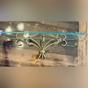 Vintage Home Interiors Glass & Twisted Rope Brass Shelf